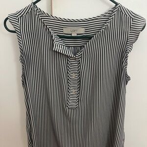 LOFT Black and White Striped Blouse